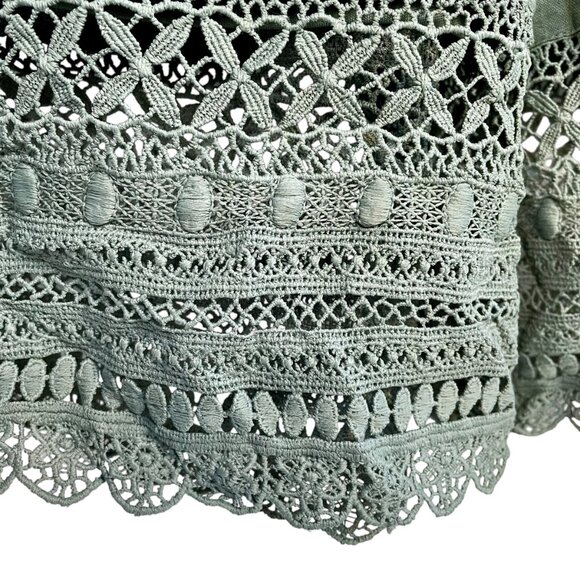 NWOT American Eagle Sage Green Wide Leg Crochet Hem Pull On Pants Womens Small - Picture 7 of 10